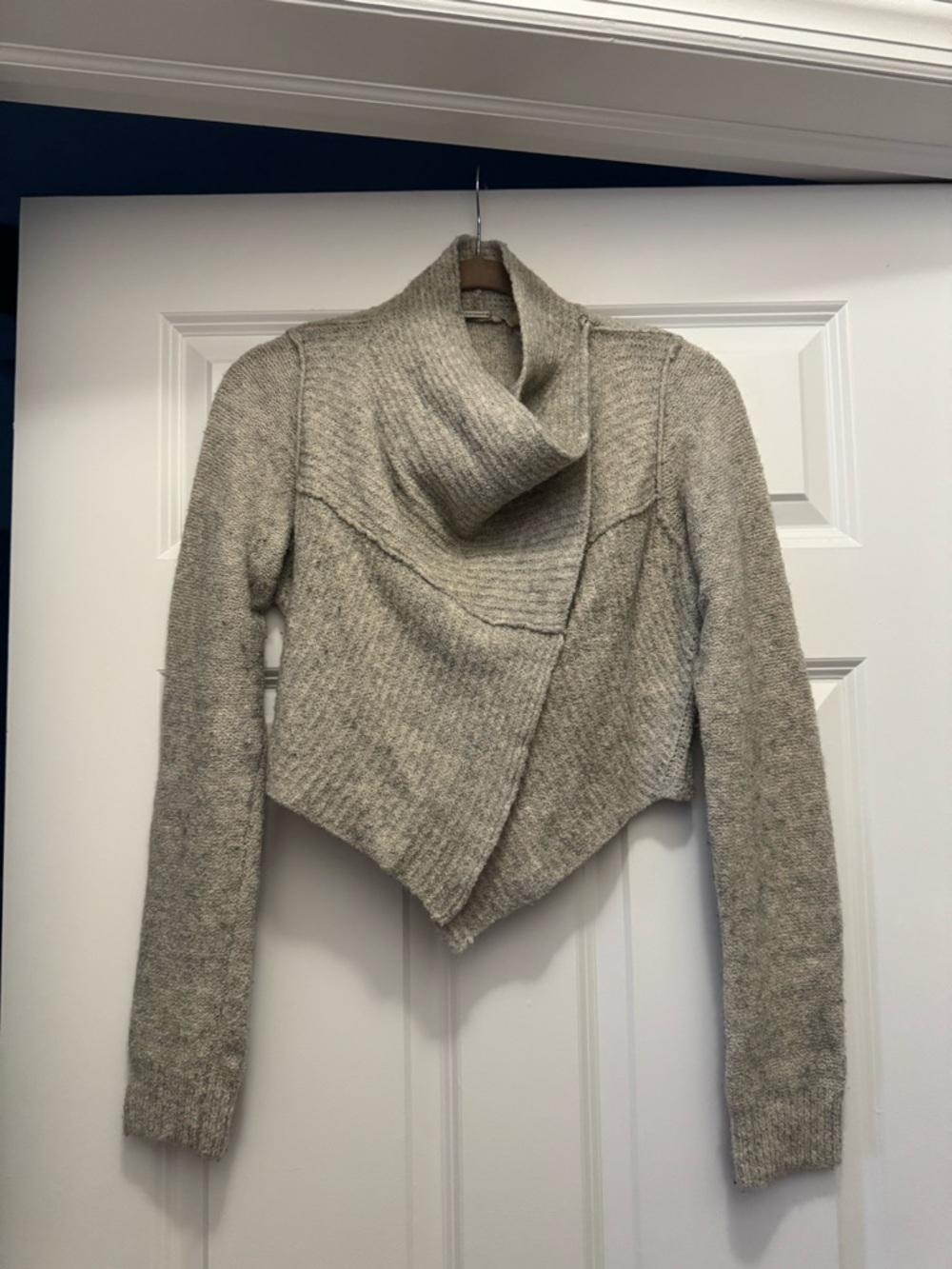 Elie Tahari Cream Asymmetrical Cowl Neck Sweater